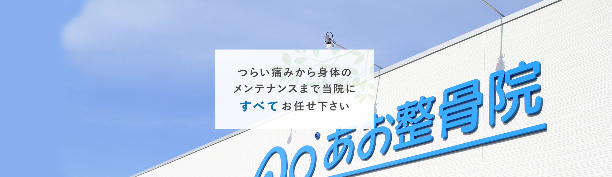 つらい痛みから身体のメンテナンスまで当院にすべてお任せ下さい